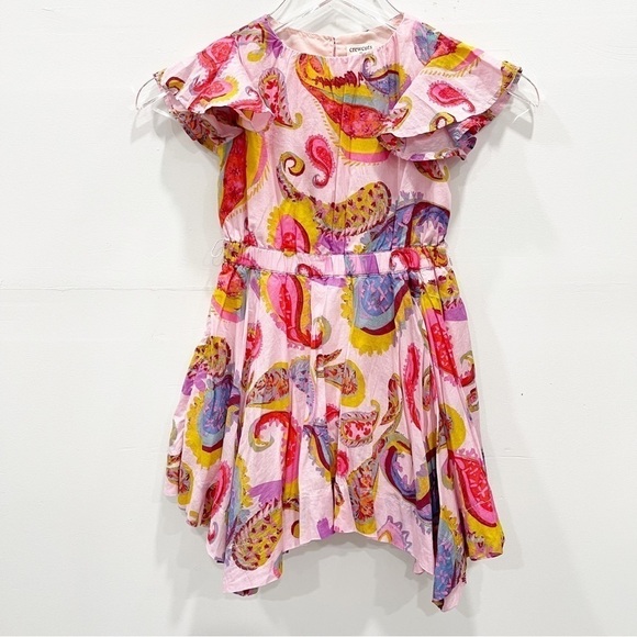 Crewcuts Girls Handkerchief Dress Paisley Print Flutter Sleeve Size 3 Pink - Picture 1 of 9